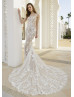 Beaded Square Neck Ivory Lace Tulle Sexy Wedding Dress